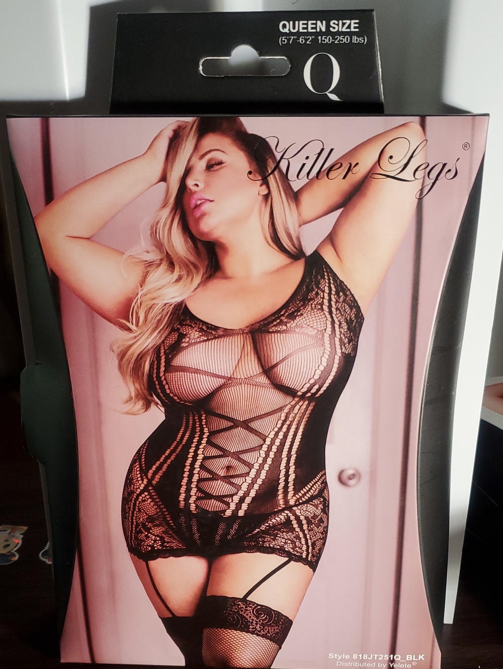 Women's Black Lace Garter Chemise - Queen Size